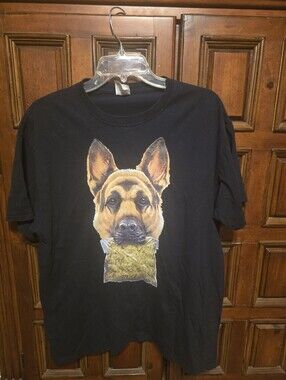 Narco Dog Cotton Black German Shepherd Graphic Tee Men's L